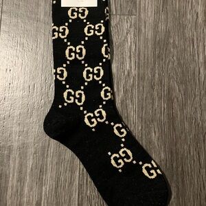 Gucci Black and Cream Logo Socks